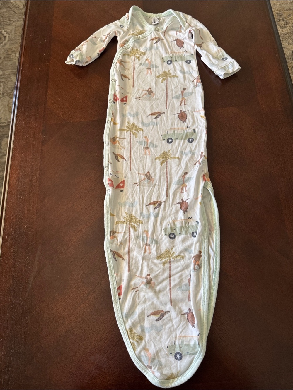 Toddler Beach-Print Sleep Sack in Light Mint Green